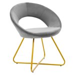 Καρέκλα Valentina pakoworld βελούδο γκρι-χρυσό πόδι 1τεμ