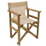 Καρέκλα-πολυθρόνα σκηνοθέτη Retto pakoworld μασίφ ξύλο οξιάς καρυδί-πανί μπεζ-εκρού 1τεμ