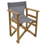 Καρέκλα-πολυθρόνα σκηνοθέτη Retto pakoworld μασίφ ξύλο οξιάς καρυδί-πανί γκρι-λευκό 1τεμ