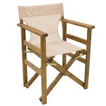 Καρέκλα-πολυθρόνα σκηνοθέτη Retto pakoworld μασίφ ξύλο οξιάς καρυδί-καραβόπανο εκρού 1τεμ