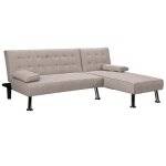 Γωνιακός καναπές-κρεβάτι αριστερή γωνία Brisk pakoworld καφέ-γκρι ύφασμα 200x146x75εκ 1τεμ