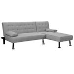 Γωνιακός καναπές-κρεβάτι αριστερή γωνία Brisk pakoworld γκρι ύφασμα 200x146x75εκ 1τεμ