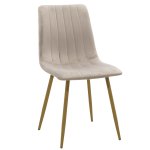 Καρέκλα Noor pakoworld γκρι βελούδο-πόδι φυσικό μέταλλο 44x55x86εκ 1τεμ