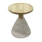 Βοηθητικό τραπέζι Spello Inart white wash-φυσικό μασίφ mango ξύλο Φ38x46εκ 1τεμ