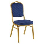 Καρέκλα συνεδρίου Hilton pakoworld στοιβαζόμενη ύφασμα μπλε-μέταλλο χρυσό 40x42x92εκ 1τεμ