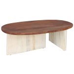 Τραπέζι σαλονιού Simplicity Inart white wash-φυσικό μασίφ ξύλο ακακίας 110x60x40εκ 1τεμ