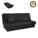 Kαναπές - κρεβάτι Tiko PLUS Megapap τριθέσιος με αποθηκευτικό χώρο και ύφασμα σε μαύρο 200x90x96εκ. 1τεμ