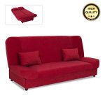 Kαναπές - κρεβάτι Tiko PLUS Megapap τριθέσιος με αποθηκευτικό χώρο και ύφασμα σε κόκκινο 200x90x96εκ. 1τεμ
