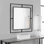 Καθρέφτης τοίχου Corner Megapap αλουμινίου χρώμα μαύρο 58,6x2x58,6εκ. 1τεμ