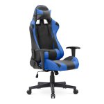 Καρέκλα γραφείου Gaming Alonso Megapap από τεχνόδερμα χρώμα μπλε - μαύρο 67x70x125/135 εκ. 1τεμ