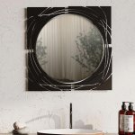 Καθρέπτης τοίχου Hulla Megapap από μέταλλο χρώμα μαύρο 55,6x2x55,6εκ. 1τεμ